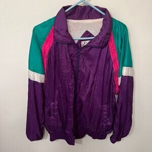 Laura Katherine Womens Vintage Zip Up Wind Breaker Purple Size Large